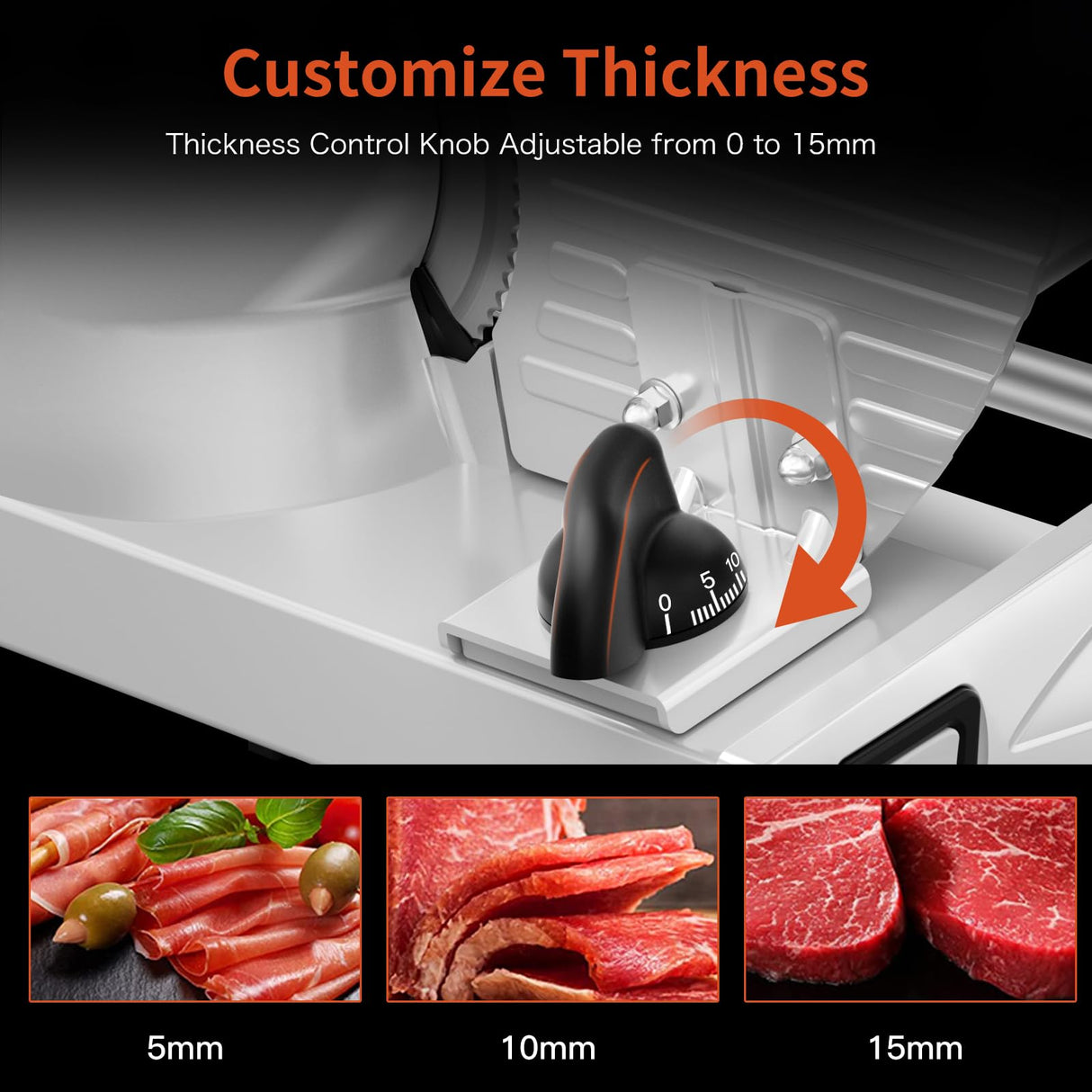 Meat Slicer, 200W Meat Slicer Machine for Home, DC Motor Quiet Deli Slicer with 2 Removable 7.5'' Stainless Steel Blades, Adjustable Dial for 0-15mm, Electric Food Slicer for Meat, Cheese, Bread Borlebbi