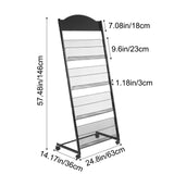 lesolar Floor-Standing Magazine Rack 4-tier Newspaper Holder Book Display Shelf Brochure Display Stand Floor Suitable for Exhibitions Shopping Malls Hospitals Offices School (Black) lesolar