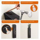 Wood Wall Planter, Farmhouse 4 Pack Indoor Pocket Wall Vases Decor for Living Room Bedroom Dried Flowers Faux Greenery Plants (Black) BOTOP