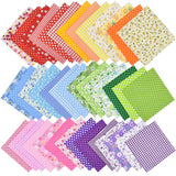 42Pcs 10"x10" Quilting Cotton Fabric Squares Sheets Pre-Cut Multi-Color Design Printed Floral Craft Fabric for DIY Sewing Scrapbooking Quilting Craft Patchwork (Red/Pink/Yellow/Green/Blue/Purple) HDST-HOME
