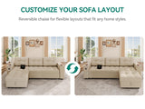 YITAHOME Sleeper Sofa, L-Shaped Sofa Couch w/Chaise & USB, 4-seat Fabric Convertible Couch Bed w/Pull Out Bed & Storage, Reversible Sectional Sofa for Living Room, Beige YITAHOME
