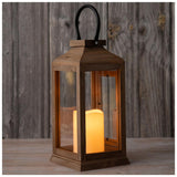 Hobby Lobby Wood Lantern with Glass Panels, 15.25H x 5.66W inches, Modern Farmhouse LED Battery Operated, Brown Hobby Lobby