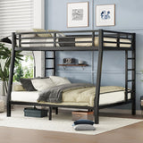 Metal Full XL Over Queen Bunk Bed for Teens and Adults,Space-Saving/Noise Reduced/No Box Spring Needed, Old SKU W1307S00020 (Black + Metal) RadiantName
