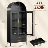 Holiwei Metal Storage Cabinet, 73" Arched Kitchen Pantry Organizer with 2 Drawers & 2 Adjustable Shelves, Freestanding Display Cabinet for Living Room Holiwei