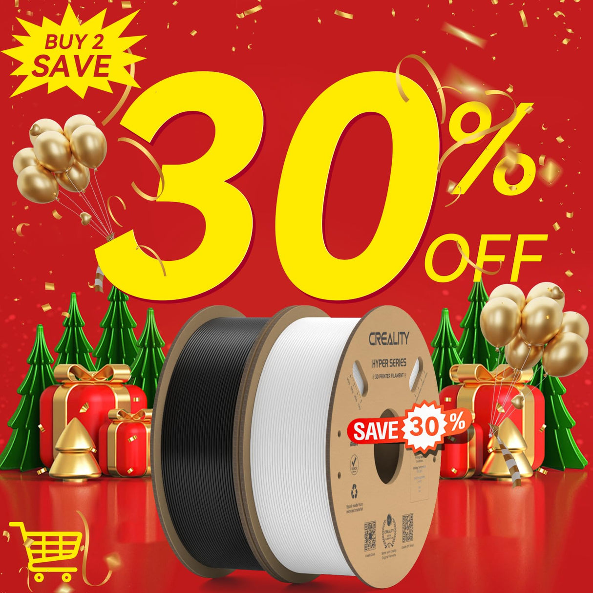 Creality Upgrade Hyper PETG Filament for K1 Max Christmas Decorations, 2024 Latest Batch, High Speed 30-600mm/s 3D Printer Filament PETG, No Stringing Good Layer Adhesion Fit Various 3D Printers Creality