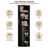 IRONCK 71" Tall Corner Cabinet with Doors, 5-Tier Open Bookcase and Bookshelf, Freestanding Display Storage Shelves Tall Bookcase for Bedroom, Living Room and Office, Black IRONCK