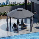 Tangkula 11.5x11.5 ft Round Patio Gazebo, 2-Tier Dome Gazebo with Removable Side Curtains, Heavy Duty Steel Frame, Outdoor Gazebo Pavilion for Tangkula