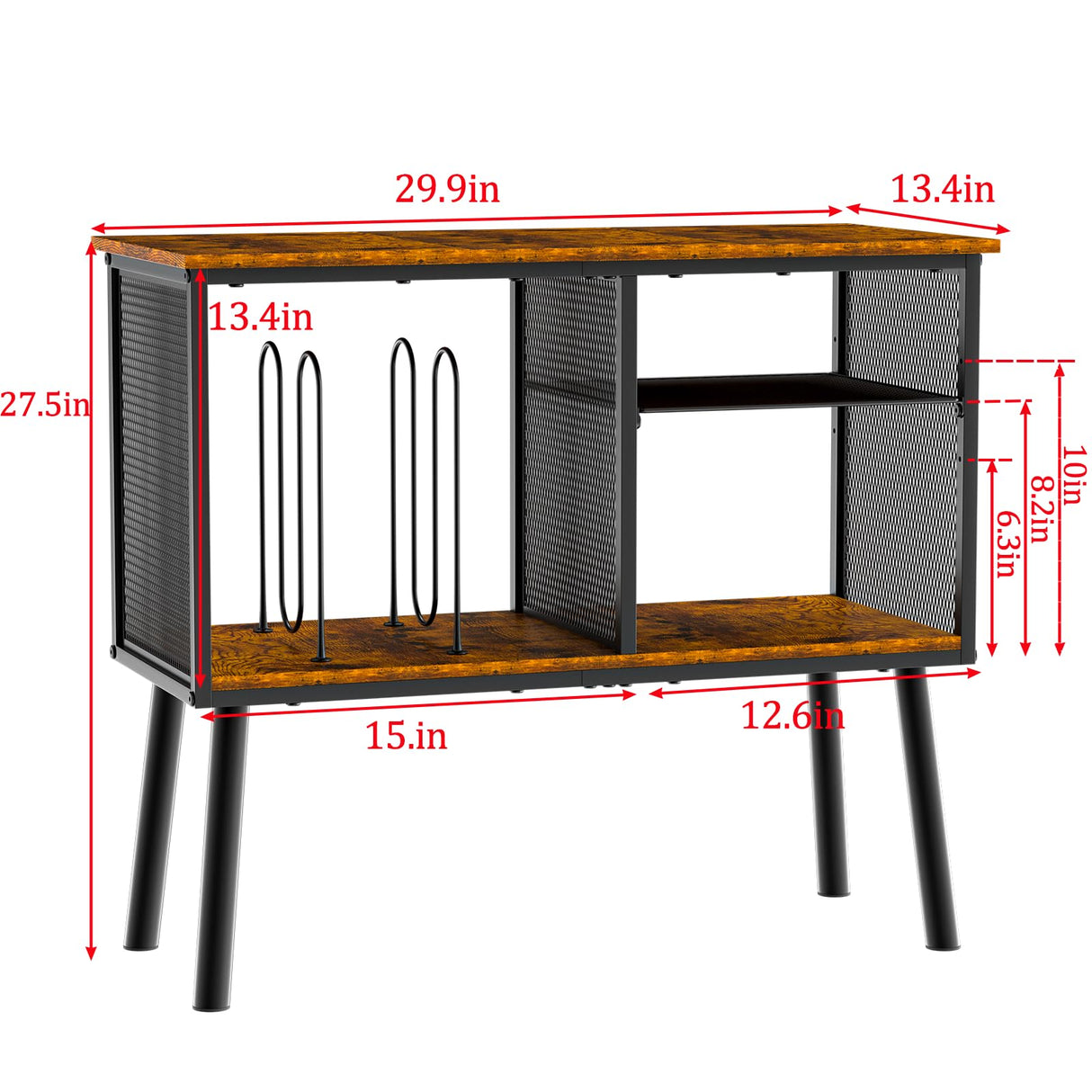 Record Player Stand with Adjustable Divider, Vinyl Storage Holder Up to 200 Albums, Mid-Century Large Record Player Table, Vinyl Holder Turntable Stand End Table Storage Rack for Bedroom & Living Room Simple Serenity