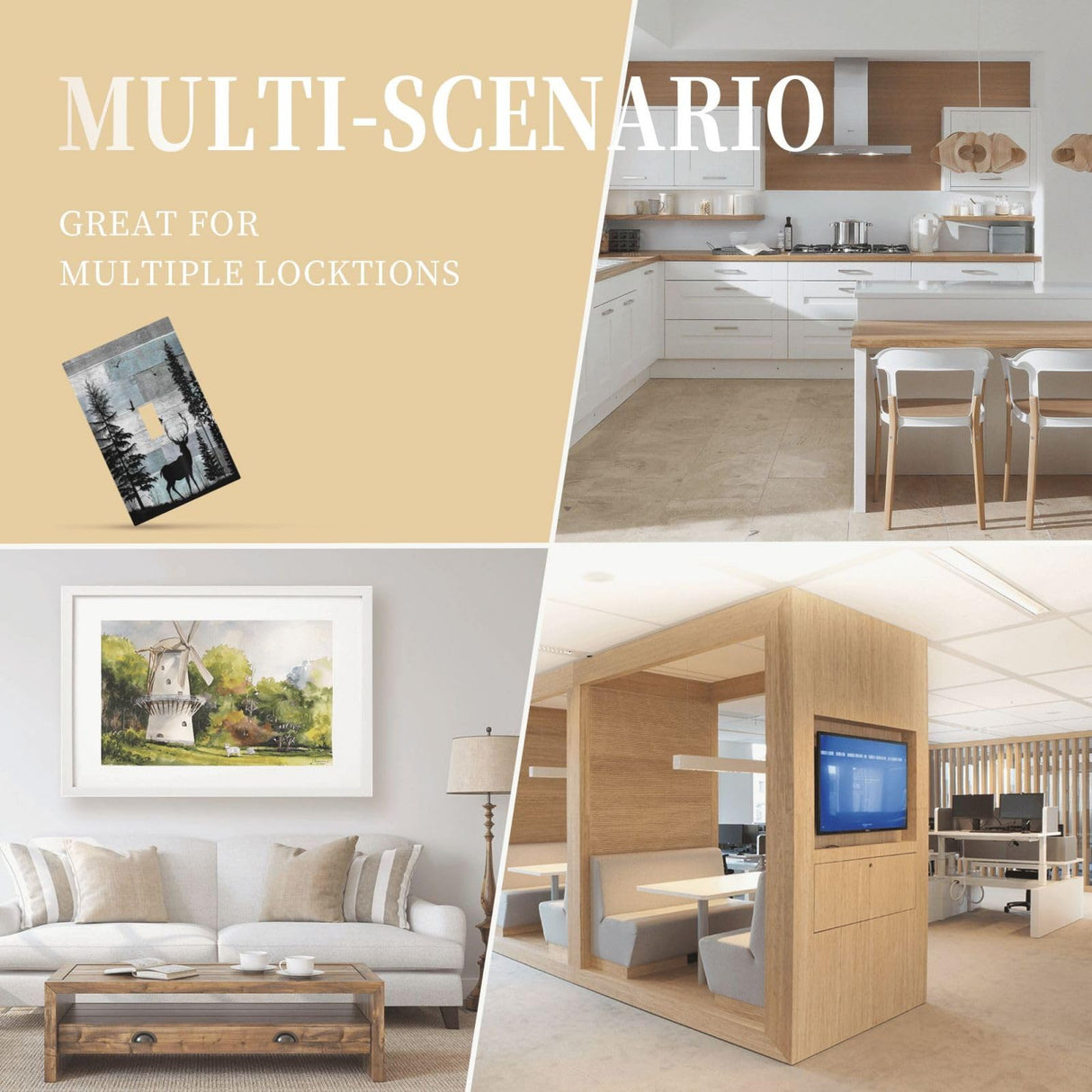 Forest Cabin Deer on Wooden Board Single Toggle Light Switch Covers Decorative Country Farmhouse 1 Gang Wall Plate Rustic Lodge Device Electrical Switchplate Faceplate for Bathroom Bedroom Decor Thsanju