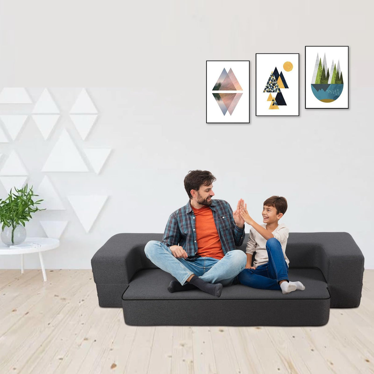 HonTop 8 Inch Folding Sofa Bed Couch Queen Memory Foam Convertible Futon Sleeper Chair Foam Bed for Bedroom Living Room Guest, Dark Grey HonTop