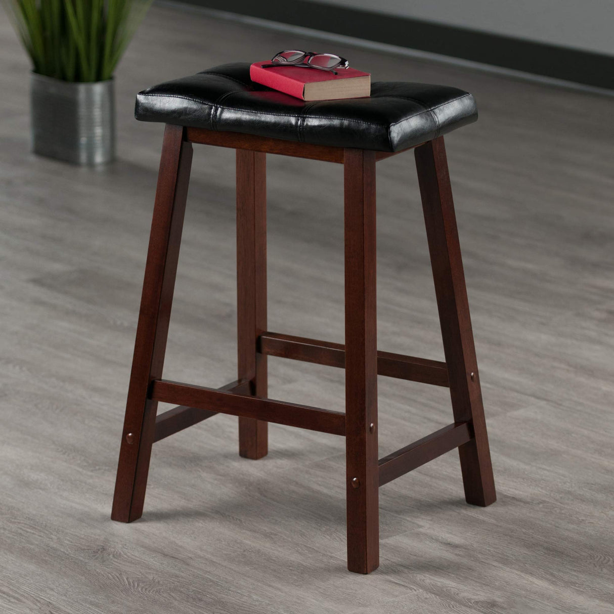 Winsome Mona Stool, 24", Antique Walnut Winsome