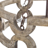 GEPOW Farmhouse Wood Chandelier, Round Drum Light Fixture for Dining Room, Living Room, Bedroom, Kitchen Island and Foyer GEPOW