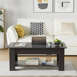 FDW Coffee Table Lift Top Coffee Table Coffee Table with Hidden Compartment and Storage Shelf for Living Room Reception Room 47.2in L,Black FDW