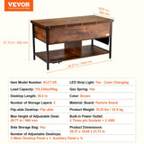 VEVOR 4-in-1 Lift Top Coffee Table with USB/Power Outlet/LED Light, Multi-Function Convertible Coffee Table with Storage and Hidden Compartment, Converts to Dining Table for Living Room, Home Office VEVOR