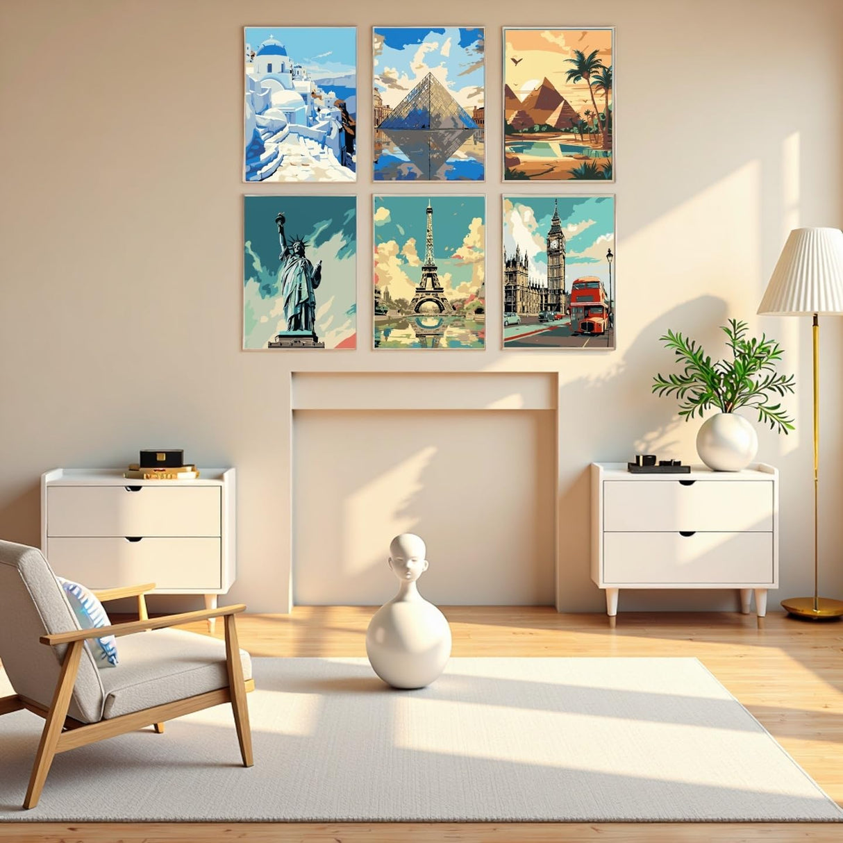 Lofenghome Paint by Number Kits for Adults, DIY Canvas Adults Craft Art Projects, World Landmarks Collection 6-Pack Famous Architecture Scenes for Adult Crafts Lofenghome