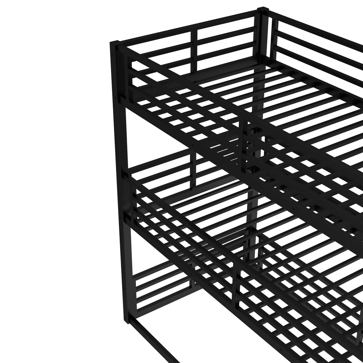 Bellemave Triple Bunk Bed Twin XL Size, Heavy Duty 3 Bunk Beds with Safety Guardrails and Noise-Reduced Design, Metal Triple Bed for 3 Kids, Teens, Adults, No Box Spring Needed Black Bellemave