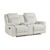 Lexicon Manual Double Reclining Loveseat, Polished Microfiber Manual Wall Hugger Loveseat Recliner for Living Room, Center Storage Console/Cup Holders, Easy Assembly, Beige Lexicon