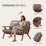 Bonzy Home 51.6" Loveseat Sofa Mid-Century Faux Leather Accent Chair, Upholstered 2-Seat Couch Loveseat with Solid Wood Frame and Cushions, Small Sofa Couch for Living Room, Bedroom,Retro Brown Bonzy Home