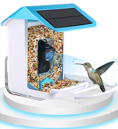 Smart Bird Feeder with Camera, Free AI Forever,1080P HD 2.4G WiFi Bird Camera Feeder & Solar Panel, App Notify When Birds Detected, Bird House with - WoodArtSupply