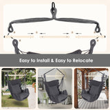 Highwild Hammock Chair Hanging Rope Swing - Max 500 Lbs - 2 Cushions Included - Steel Spreader Bar with Anti-Slip Rings - for Any Indoor or Outdoor Spaces (Grey) Highwild