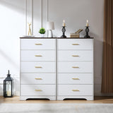 LIDYUK Dresser for Bedroom, Wood Dresser with 5 Drawers, Modern Minimalist Dressers & Chests of Drawers, 47 Inches Tall Chest of Drawers for Bedroom, Hallway, Living Room, White LIDYUK