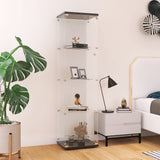 Beauty4U Glass Display Cabinet with 4 Shelves, Curio Cabinets for Living Room, Bedroom, Office, Black Floor Standing Glass Bookshelf, Quick Installation Beauty4U