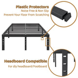 HOBINCHE 16 Inch King Size Bed Frame - No Box Spring Needed Heavy Duty Black Metal Platform Mattress Foundation, Non-Slip Noise Free Easy Assembly Steel Slats Bedframes with Cleance Storage HOBINCHE