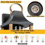 Roravilila Large Outdoor Wall Light 17" H Light Fixture with Cylindrical Clear Glass Modern Wall Sconce for Patio Porch Courtyard, E26 Base IP65 Waterproof, Rustic Wood Roravilila