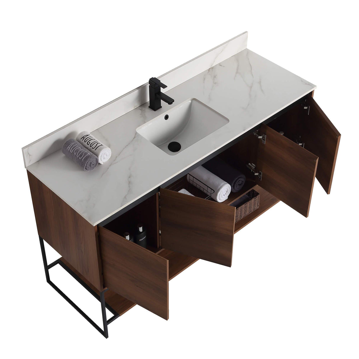 Fine Fixtures 60 Inch Bathroom Vanity with Sink - Modern Knob Free Design, Elegant Space-Saving Solution for Your Bathroom - Durable, Bathroom Vanities for a Contemporary Look - Urbania Collection Fine Fixtures