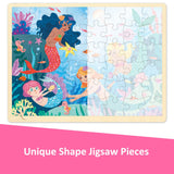 MoinKidz 48 Piece Puzzles for Kids Ages 3-5, Fun Mermaid Wooden Jigsaw Puzzles for 3 Year Old with Unique Puzzle Pieces, Preschool Toddler Puzzles Ages 4-8 with Puzzle Tray MoinKidz