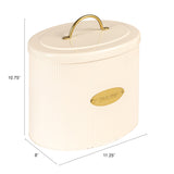 Creative Co-Op DF2516 Oval Metal Lid Bread Box, Off-White Creative Co-Op
