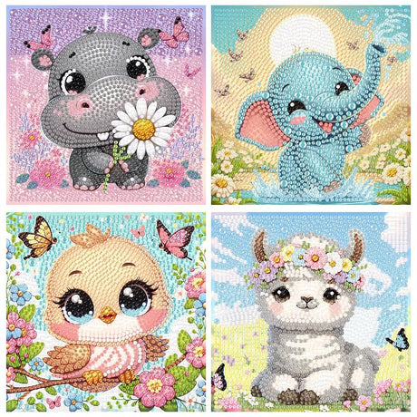 4 Pack Cartoon 5D Diamond Art Kits for Kids,Cute Animals DIY Painting Art Kit for Kids Ages 4-8-12 Mosaic Kits,Diamond Art Painting Craft Kits,Gem Art Full Drill Diamond Dots for Children Gifts 6x6In Canrichshop