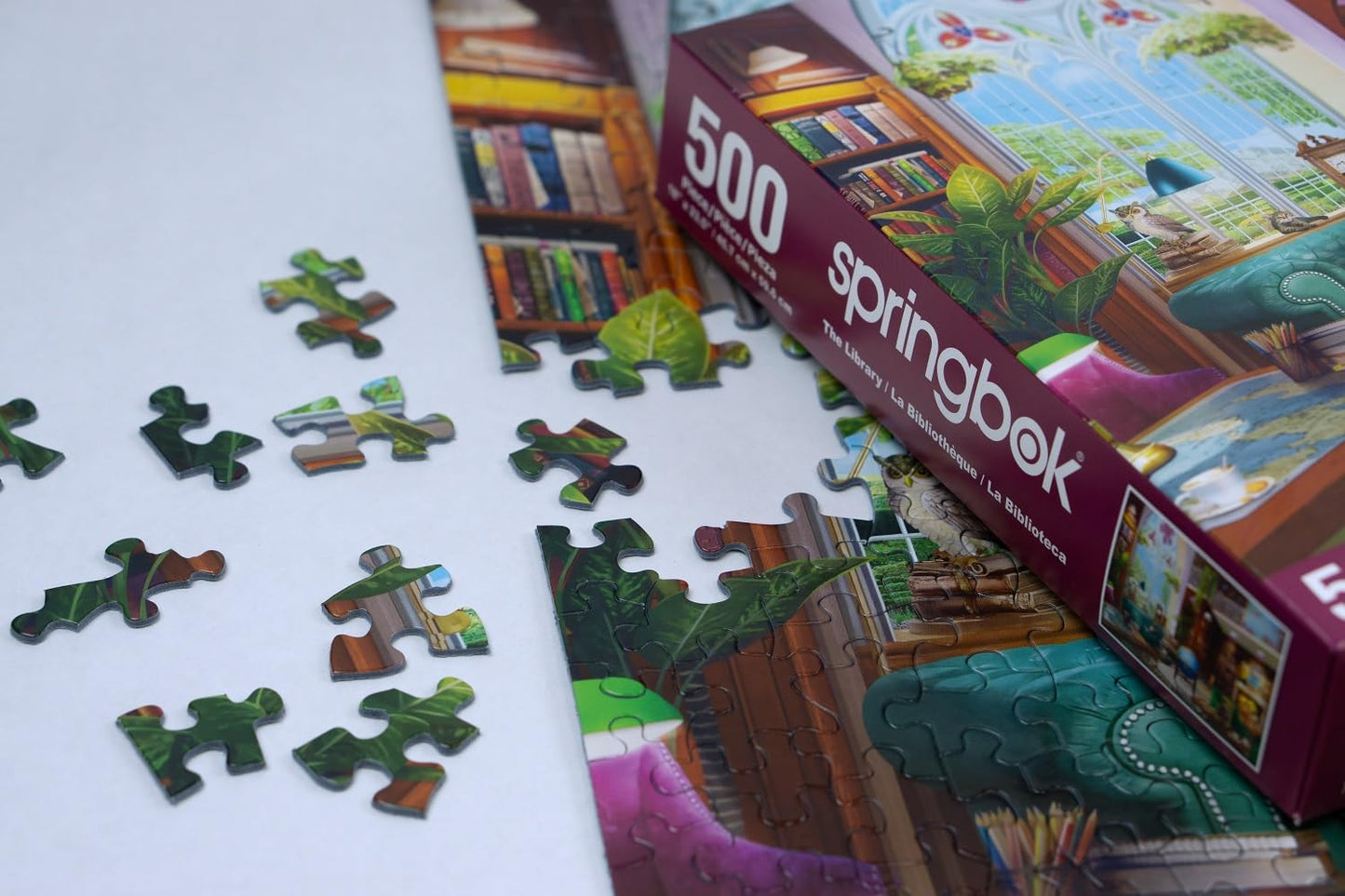 Springbok The Library 500 Piece Jigsaw Puzzle for Adults - Cozy Library for Booklovers - Unique Cut and Perfectly Fit Pieces - Finished Size 23.5" x 18"