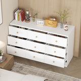 WOODTIME White 9 Drawer Dresser for Bedroom, 47.2“L Wooden Double Dresser, Modern Chest of Drawers Storage Organizer Dresser for Entryway Hallway WOODTIME