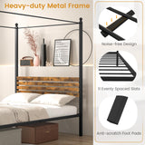 Giantex Metal Canopy Bed Frame Full Size, 4-Poster Platform Bed with Industrial Headboard and Under Bed Storage, Heavy-Duty Mattress Foundation No Box Spring Needed, Easy Assembly, Black Giantex