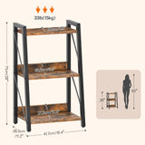 HOOBRO Ladder Shelf, 3-Tier Bookshelf, Corner Bookcase, Freestanding Storage Shelf Display Organizer, for Living Room, Bedroom, Home Office, Kitchen, Rustic Brown and Black BF303CJ01 HOOBRO