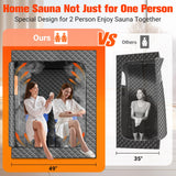 IvyBess 2 Person Sauna for Home, 1 or 2 Person Portable Steam Sauna with 2 1000W Sauna Steamers, 2 Floding Chairs, 9 Levels Adjustable, 99 Minutes Timer, Steamer Included (Grey) IvyBess