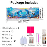 DIY 5D Diamond Painting Kits for Adults Dolphin Embroidery Full Round Drill Large Size(31.5x11.8 inch) Diamond Crystal Gem Arts Painting Craft for Home Wall Decor XWJJ