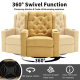 Comermax 330lbs Wide Seat Massage Swivel Rocker Recliners Oversized Yellow Manual Recliner Chairs with Cup Holders for Adults, Comfortable Reclining Rocking Glider Chair Comermax