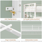 VIAGDO Loft Bed Twin Size with Hall Tree, Charging Station and LED Lights, Twin Loft Bed with L-Shaped Desk, 5 Storage Drawers, Heavy Duty Twin Size Bed with Stairs, No Box Spring Needed, White VIAGDO