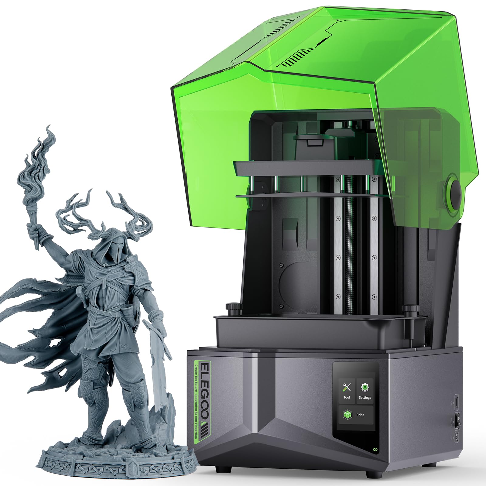 ELEGOO Saturn 4 Resin MSLA 3D Printer, 10" 12K HD Mono LCD, Smart Automatic Leveling, Intelligent Detection with High Temp Protection, Large Printing Size of 218x122x220 mm³