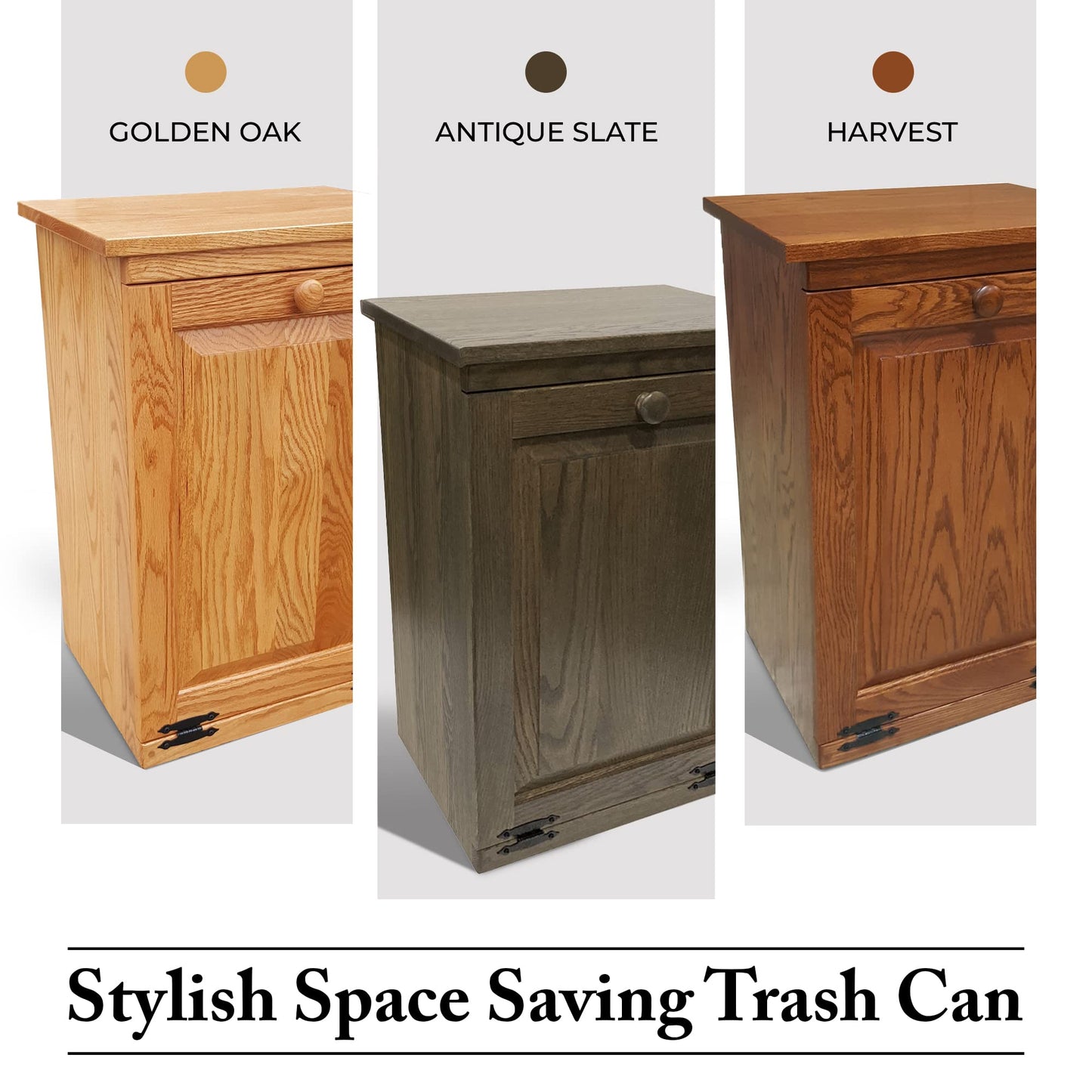 Peaceful Classics Tilt Out Trash Cabinet- Amish Handcrafted Wooden Pull Out , Decorative Trash Bin Cabinet for Kitchen, Bedroom, & Home Patio, Laundry Hamper Cabinet, Golden Oak - WoodArtSupply