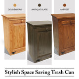 Peaceful Classics Tilt Out Trash Cabinet- Amish Handcrafted Wooden Pull Out , Decorative Trash Bin Cabinet for Kitchen, Bedroom, & Home Patio, Laundry Hamper Cabinet, Golden Oak Peaceful Classics