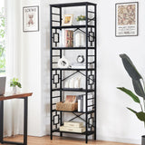 HOMISSUE Tall Bookshelf, 84 Inch Industrial Bookshelf with Metal Frame and Open Shelves, 7 Tier Metal Bookshelves and Bookcases, Rustic Tall Book Shelf for Office, Living Room and Bedroom, Black HOMISSUE