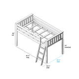 Max & Lily Low Loft Bed, Twin Bed Frame For Kids, White Max & Lily