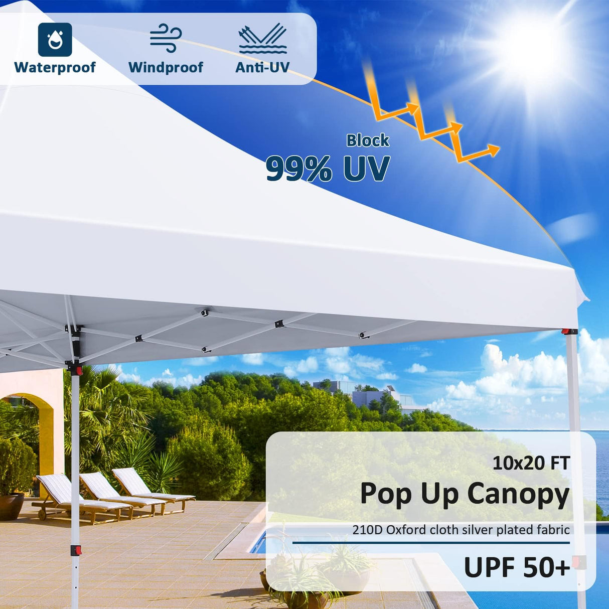 COBIZI 10x20 Pop Up Canopy with 6 Sidewalls, Conical Party Tent 10x20 with 3 Adjustable Height Waterproof, UV-Resistant with Carry Bag, Sandbag, Stake, Tents for Parties, Commercial (Frame Upgraded) COBIZI