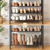 MAHANCRIS 8-Tier Shoe Rack, Large Capacity Shoe Shelf, Shoe Organizer for Entryway, 28-32 Pairs of Shoes, Stable Sturdy, Tall Shoe Rack with Adjustable Metal Mesh Shelves, Rustic Brown SRHR1801Z MAHANCRIS
