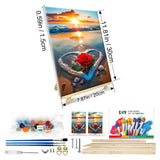 JOOZ Paint by Numbers Kit for Adults with Frame, Beach Sunset Paint by Number with Easel, DIY Beach Rose Oil Painting by Number, Easy Adult Paint by Number Kits on Canvas for Wall Decor 8 x 12 Inch JOOZ