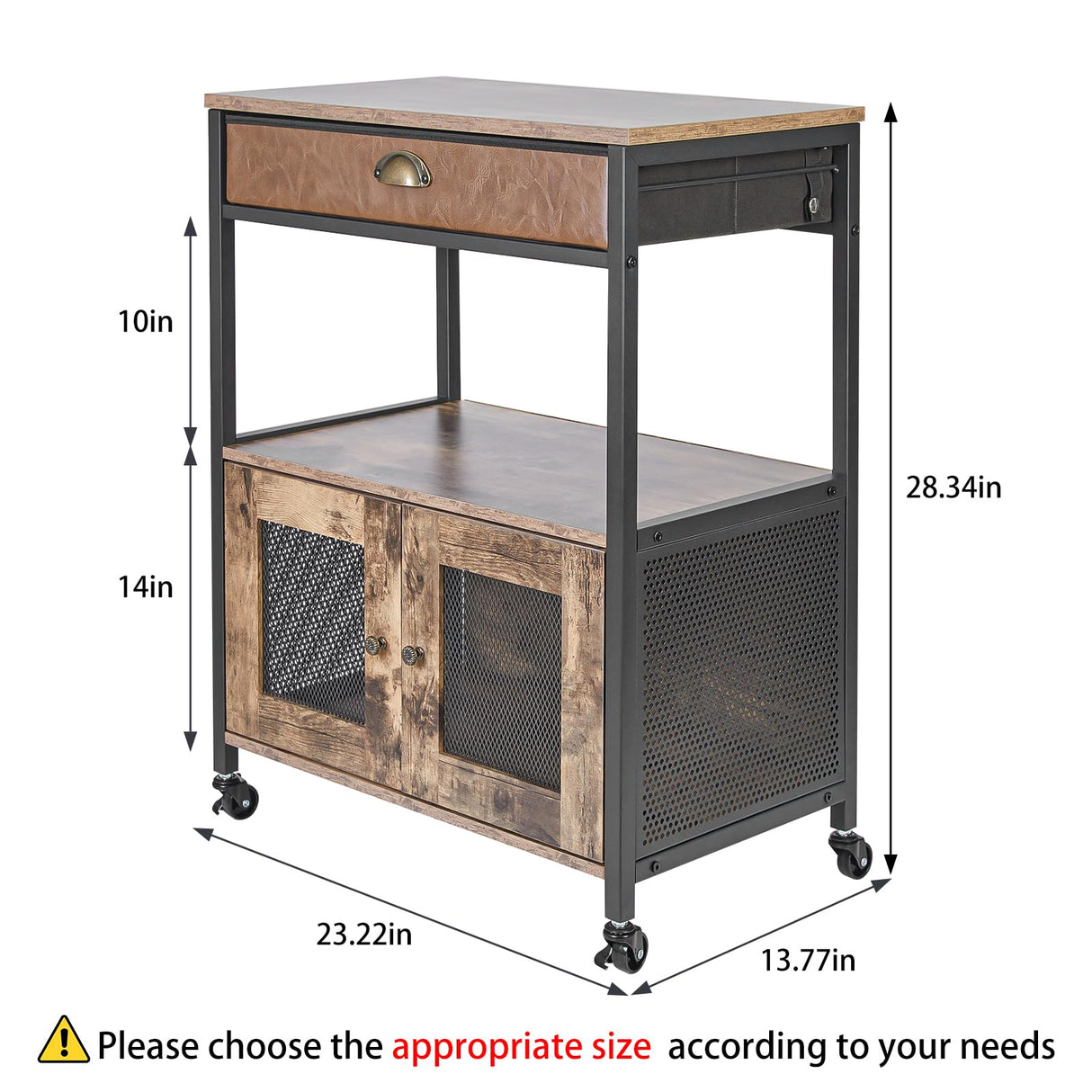 X-cosrack Coffee Bar Cabinet，3 Tiers Kitchen Coffee Cart with Drawer for The Home, Movable Farmhouse Coffee Station Table on Wheels for Living Room, Entryway, Dining Room, Kitchen X-cosrack