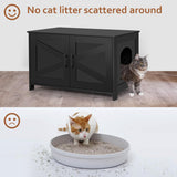 Homhedy Cat Litter Box Enclosure,Litter Box Furniture Hidden with Barn Door,Wooden Cat Washroom Furniture,Cat House,Fit Most of Litter Box, Black Homhedy